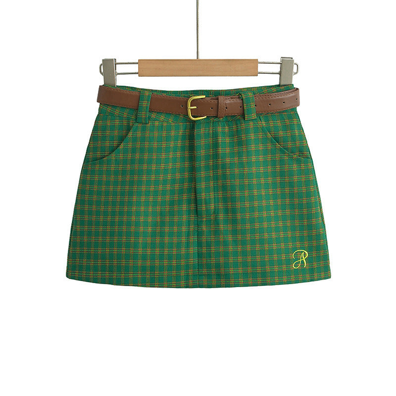 American Style Retro College New Low Waist Hip-wrapped A- Line Skirt