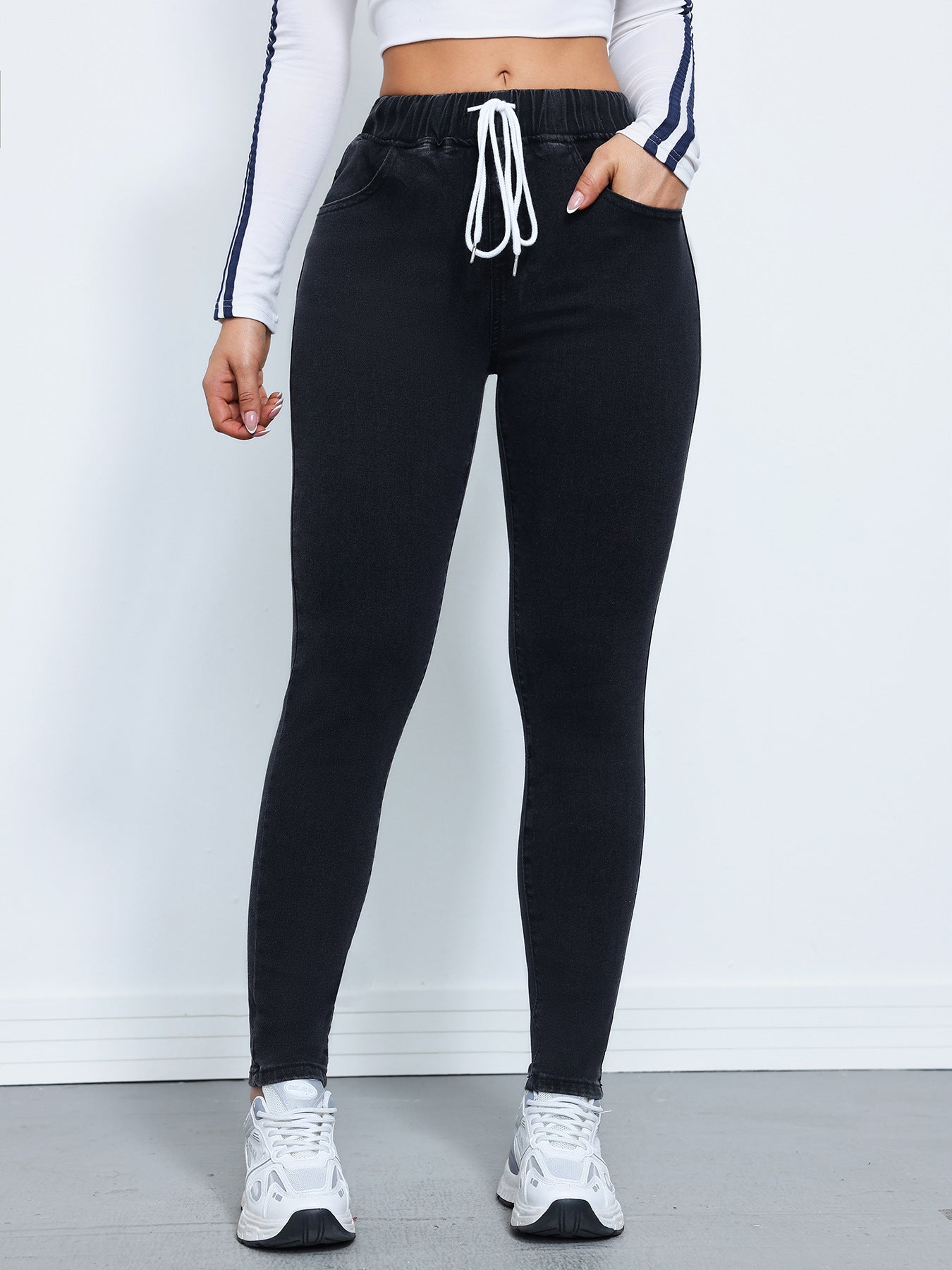 Women's Denim Trousers Autumn And Winter Waist High Elastic Feet