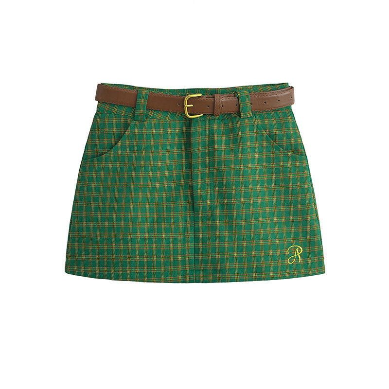 American Style Retro College New Low Waist Hip-wrapped A- Line Skirt