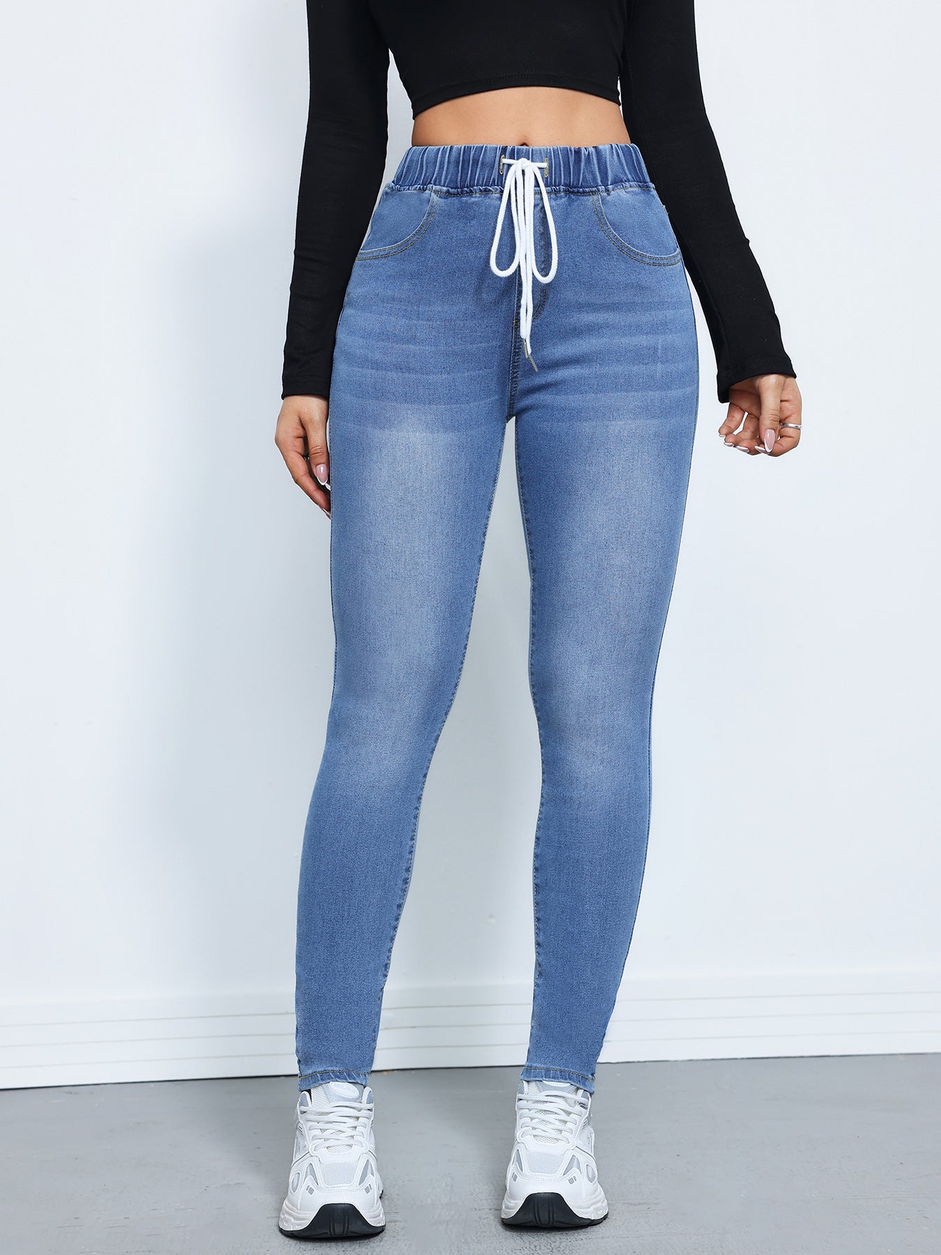 Women's Denim Trousers Autumn And Winter Waist High Elastic Feet