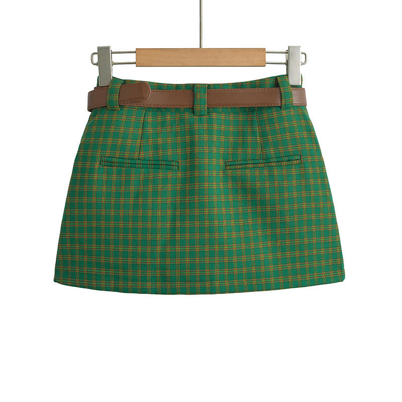 American Style Retro College New Low Waist Hip-wrapped A- Line Skirt
